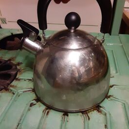 kettle, Denise Terriah, antique stove, 